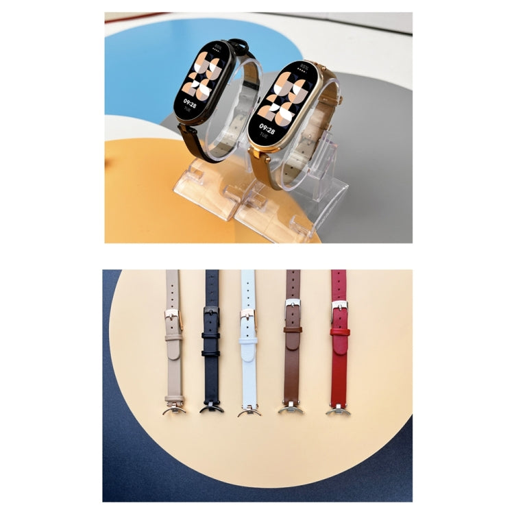For Xiaomi Smart Band 10 / 9 / 8 Mijobs First Layer Cowhide Watch Band(Black) - Watch Bands by MIJOBS | Online Shopping UK | buy2fix