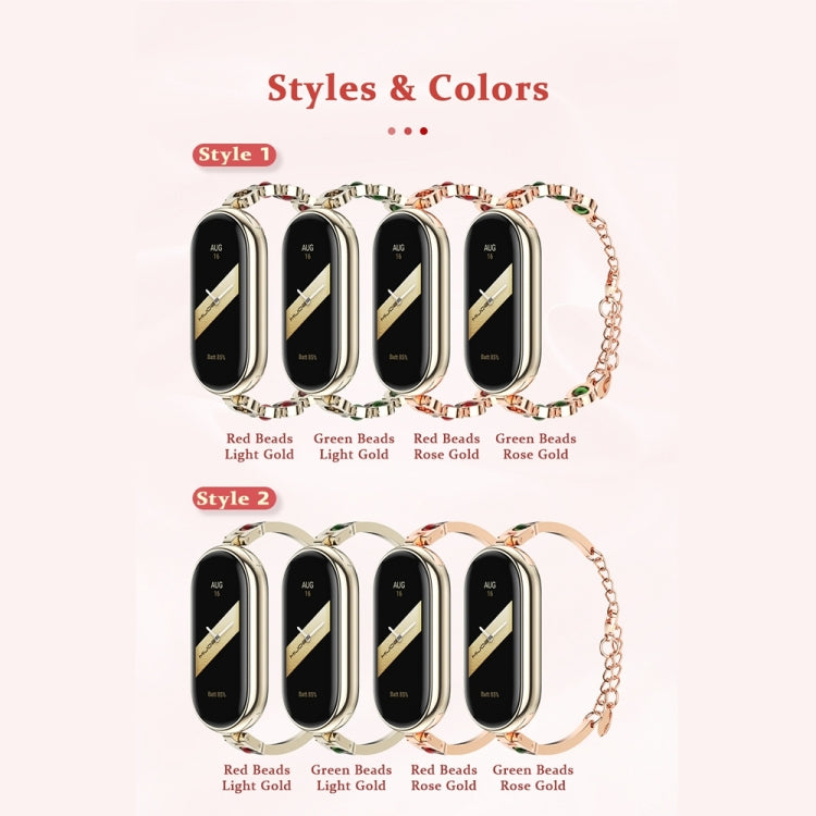 For Xiaomi Smart Band 10 / 9 / 8 Mijobs Mermaid Beauty Bracelet Watch Band(Light Gold Green) - Watch Bands by MIJOBS | Online Shopping UK | buy2fix