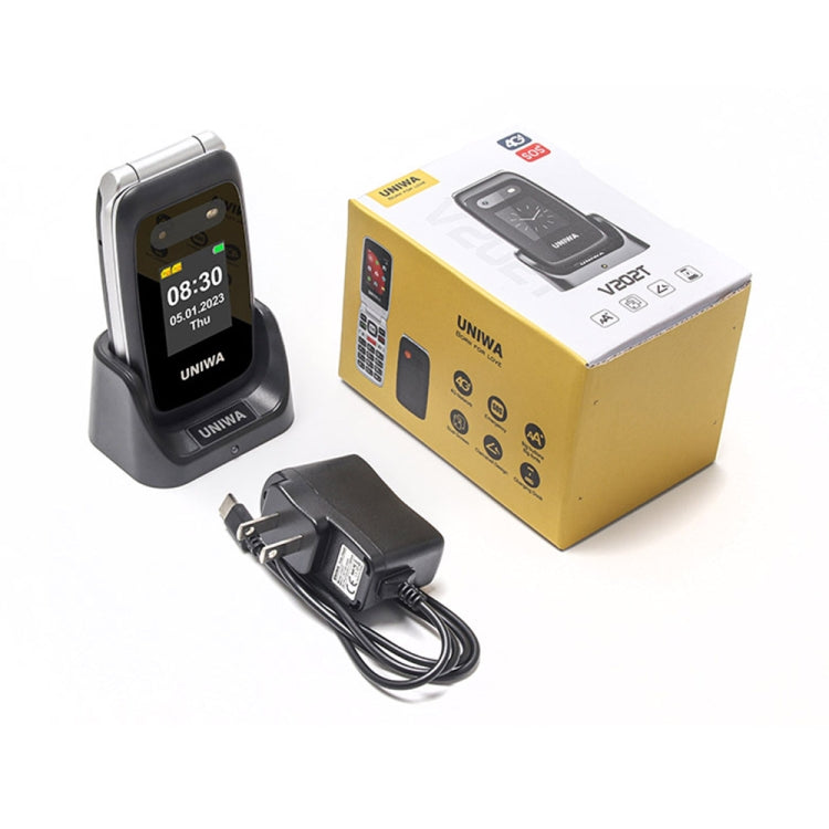 UNIWA V202T 4G Flip Style Phone, 2.4 inch Unisoc T107 Cat.1, SOS, FM, Dual SIM Cards, 21 Keys(Blue) by UNIWA