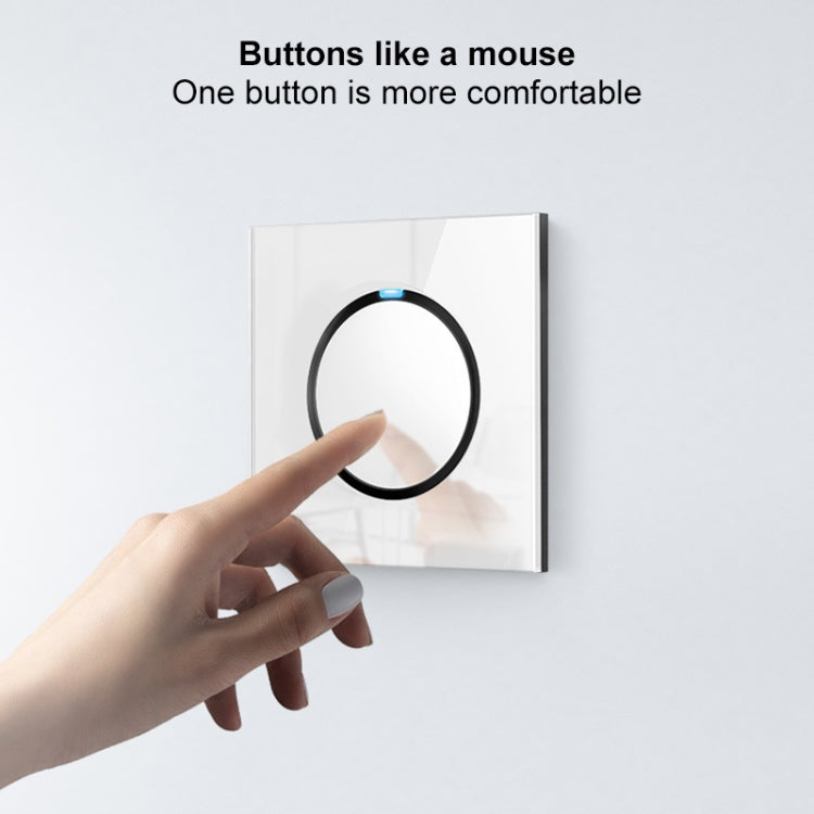 86mm Round LED Tempered Glass Switch Panel, White Round Glass, Style:One Open Dual Control - by buy2fix | Online Shopping UK | buy2fix