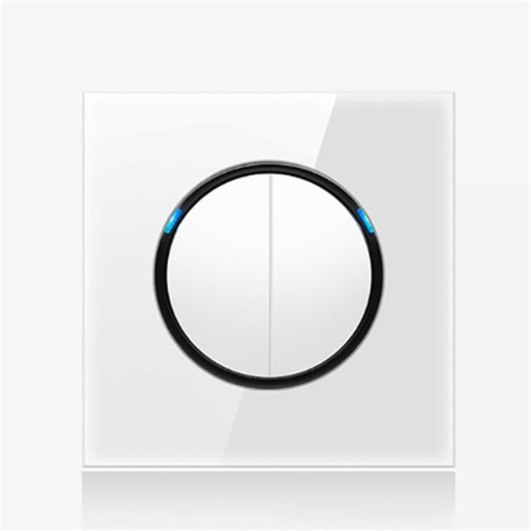 86mm Round LED Tempered Glass Switch Panel, White Round Glass, Style:Two Open Dual Control - by buy2fix | Online Shopping UK | buy2fix