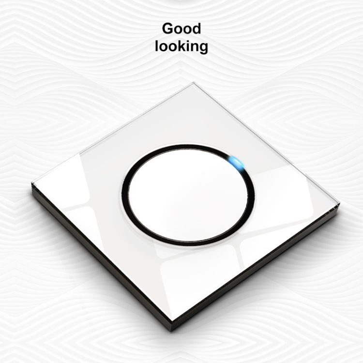 86mm Round LED Tempered Glass Switch Panel, White Round Glass, Style:Two Open Dual Control - by buy2fix | Online Shopping UK | buy2fix