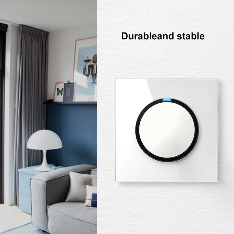 86mm Round LED Tempered Glass Switch Panel, White Round Glass, Style:Two Open Dual Control - by buy2fix | Online Shopping UK | buy2fix