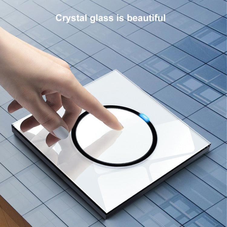 86mm Round LED Tempered Glass Switch Panel, White Round Glass, Style:Two Open Dual Control - by buy2fix | Online Shopping UK | buy2fix