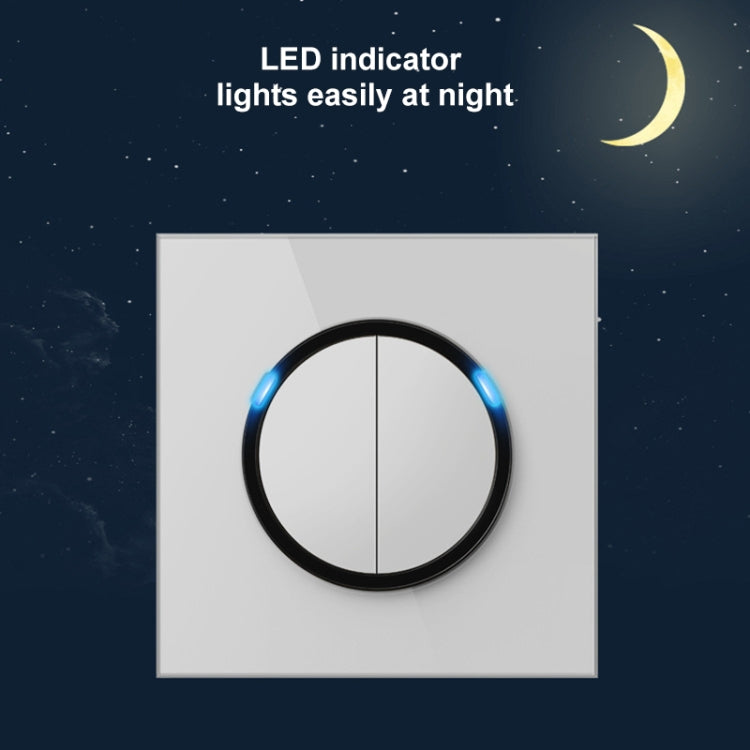 86mm Round LED Tempered Glass Switch Panel, White Round Glass, Style:Four Open Dual Control - by buy2fix | Online Shopping UK | buy2fix