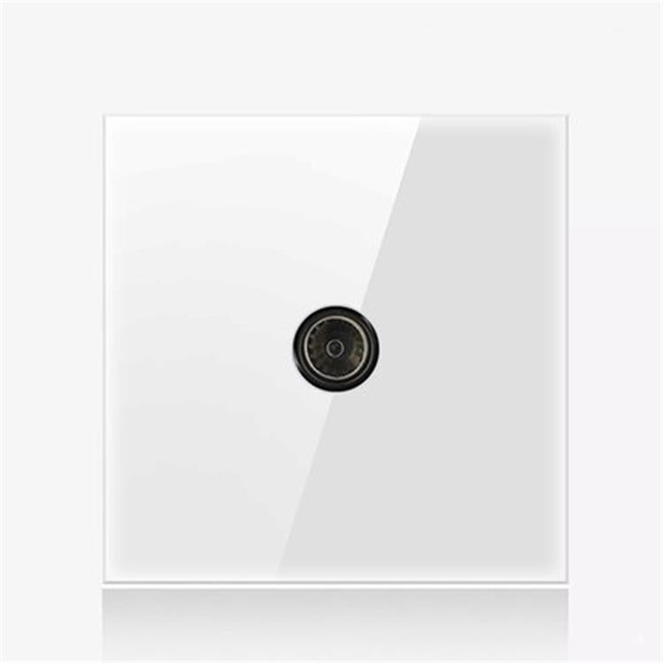 86mm Round LED Tempered Glass Switch Panel, White Round Glass, Style:TV Socket - by buy2fix | Online Shopping UK | buy2fix