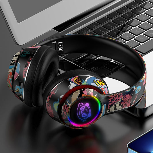 L750 3 in 1 RGB Graffiti Pattern Wireless Gaming Noise Reduction Headset(Black) by buy2fix
