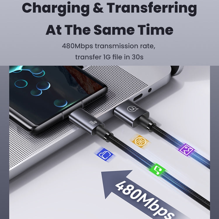 USAMS US-SJ663 USB To Type-C 3A Fast Charge Data Cable, Length: 1.2m(Black) by USAMS