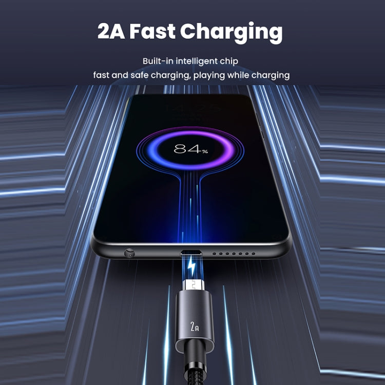 USAMS US-SJ670 USB To Micro USB 2A Fast Charge Data Cable, Length: 2m(Black) - Micro USB Cable by USAMS | Online Shopping UK | buy2fix