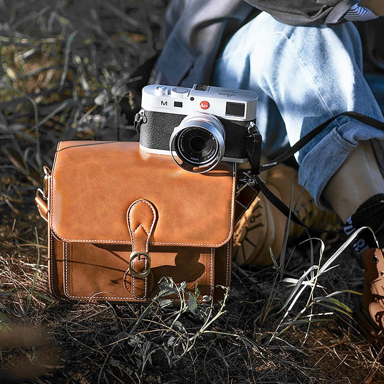 Cwatcun D80 Retro Leather Camera Shoulder Bag, Size:22 x 16 x 12cm Faux Leather Small(Brown) by Cwatcun