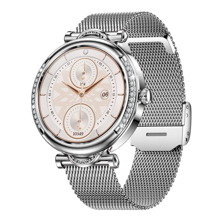 CF32 1.27 inch Screen Lady Smart Watch, Steel Band, Support Female Physiology Monitoring & 100+ Sports Modes(Silver) - Smart Watches by buy2fix | Online Shopping UK | buy2fix