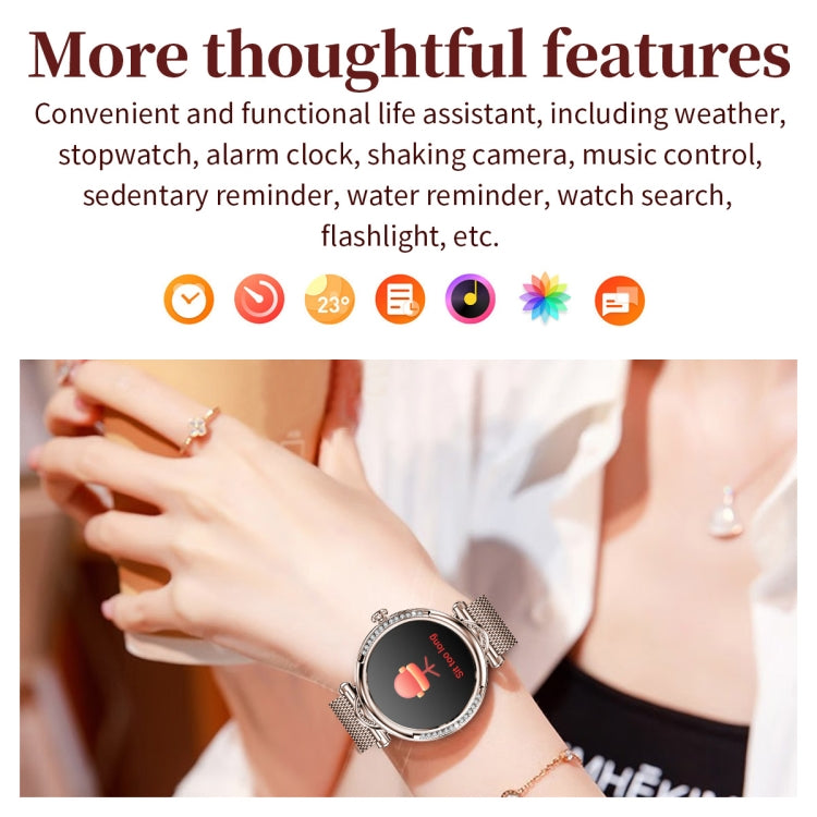 CF32 1.27 inch Screen Lady Smart Watch, Steel Band, Support Female Physiology Monitoring & 100+ Sports Modes(Silver) - Smart Watches by buy2fix | Online Shopping UK | buy2fix