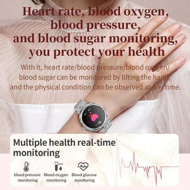 CF32 1.27 inch Screen Lady Smart Watch, Steel Band, Support Female Physiology Monitoring & 100+ Sports Modes(Silver) - Smart Watches by buy2fix | Online Shopping UK | buy2fix