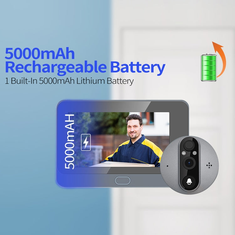 ESCAM C87 1080P 4.3 inch Smart WiFi Digital Door Viewer Supports Wide-Angle PIR & Night Vision & Dingdong Photo(White) by ESCAM