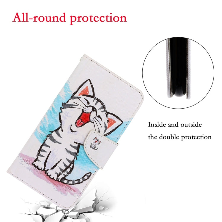 For Xiaomi Redmi 9A 3D Colored Drawing Horizontal Flip PU Leather Case with Holder & Card Slots & Wallet(Red Mouth Cat) by buy2fix
