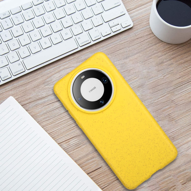 For Huawei Mate 60 Wheat MagSafe Magnetic Straw Material + TPU Phone Case(Yellow) by buy2fix