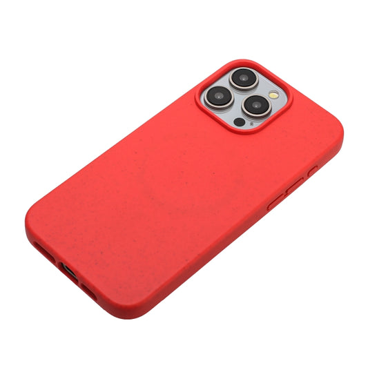 For iPhone 13 Pro Max Wheat MagSafe Magnetic Straw Material + TPU Phone Case(Red) by buy2fix