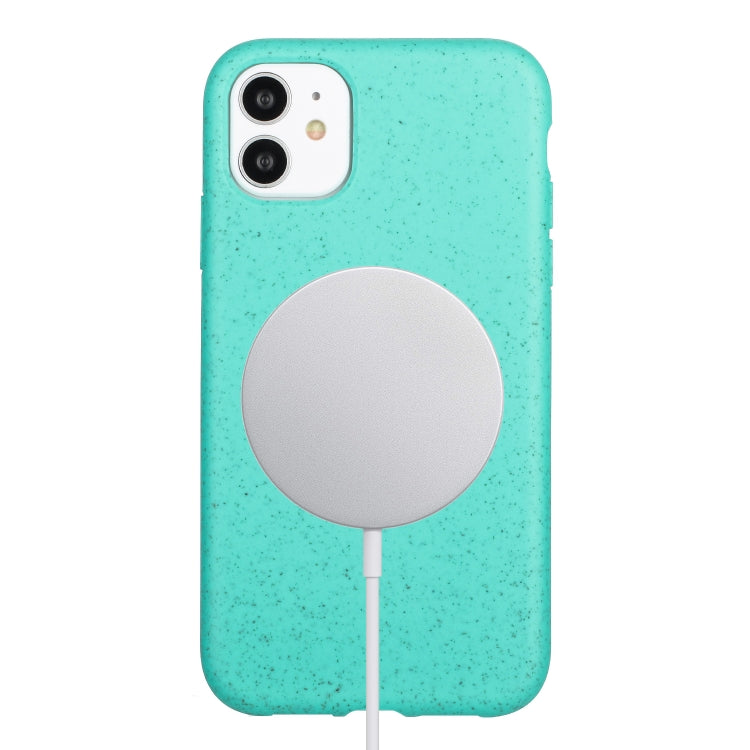 For iPhone 11 Wheat MagSafe Magnetic Straw Material + TPU Phone Case(Green) - iPhone 11 Cases by buy2fix | Online Shopping UK | buy2fix