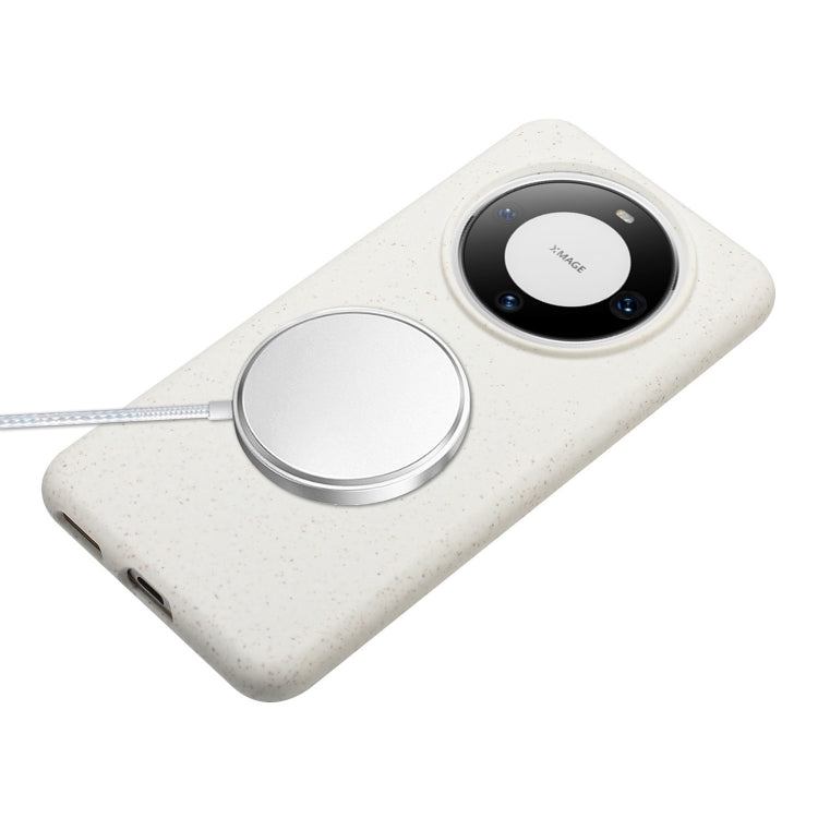 For Huawei Mate 60 Pro Wheat MagSafe Magnetic Straw Material + TPU Phone Case with Lanyard(White) - Huawei Cases by buy2fix | Online Shopping UK | buy2fix