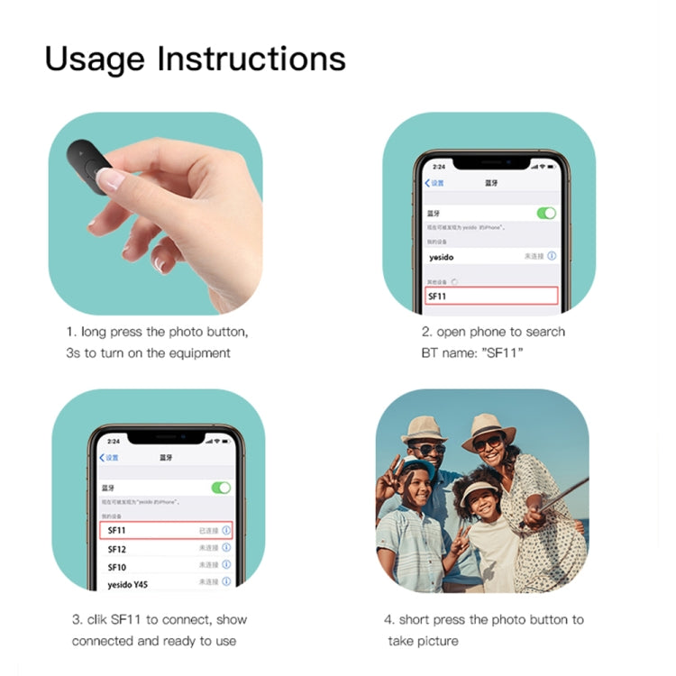 Yesido SF11 Retractable Bluetooth Tripod Phone Live Broadcast Selfie Stand(Black) by Yesido