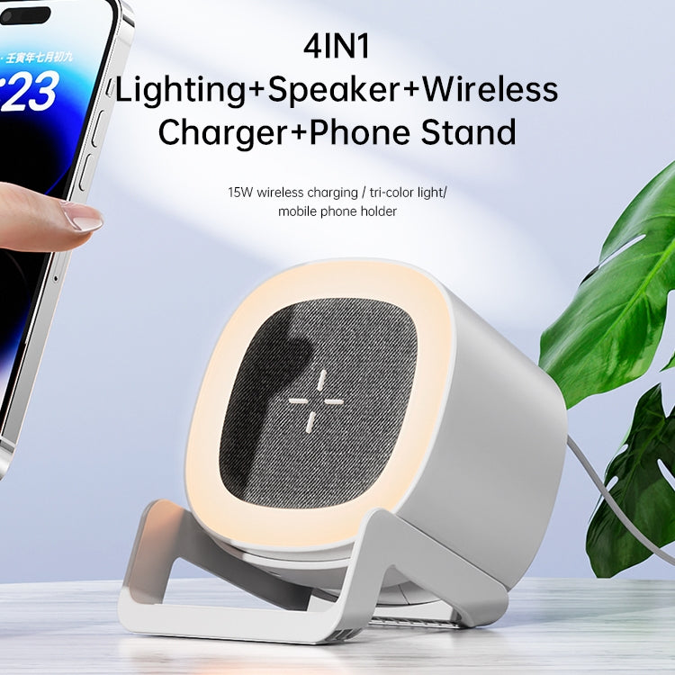 L28 4 in 1 15W Wireless Charging Atmosphere Night Light Bluetooth Speaker(Black) - Mini Speaker by buy2fix | Online Shopping UK | buy2fix