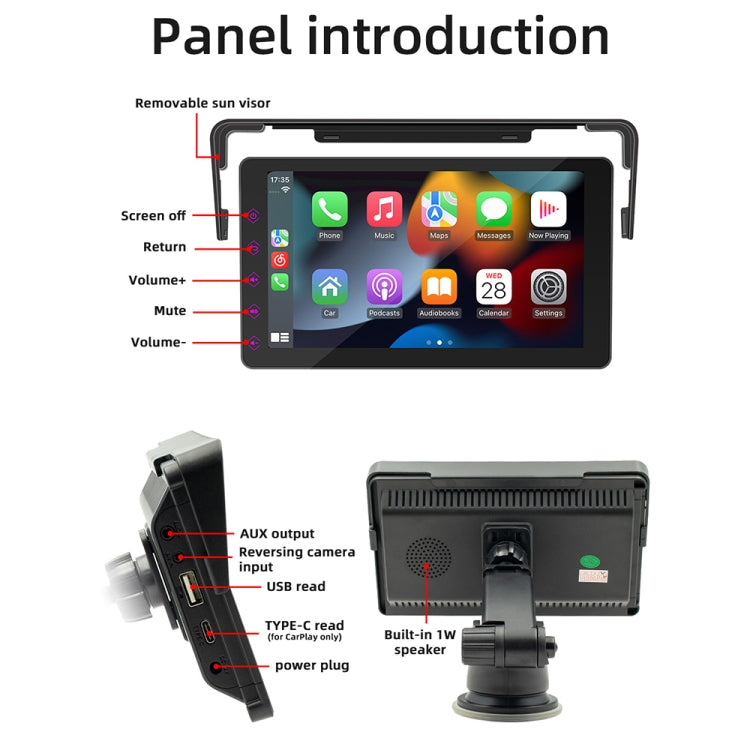 B5311 7 inch Portable Car MP5 Player Support CarPlay / Android Auto(Black) - Car MP3 & MP4 & MP5 by buy2fix | Online Shopping UK | buy2fix