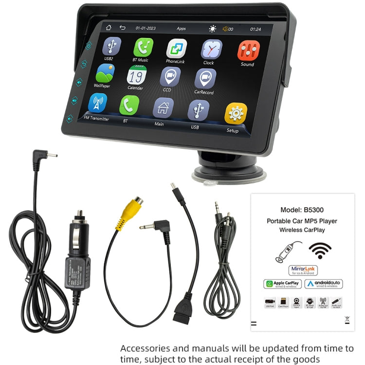 B5311 7 inch Portable Car MP5 Player Support CarPlay / Android Auto(Black) - Car MP3 & MP4 & MP5 by buy2fix | Online Shopping UK | buy2fix