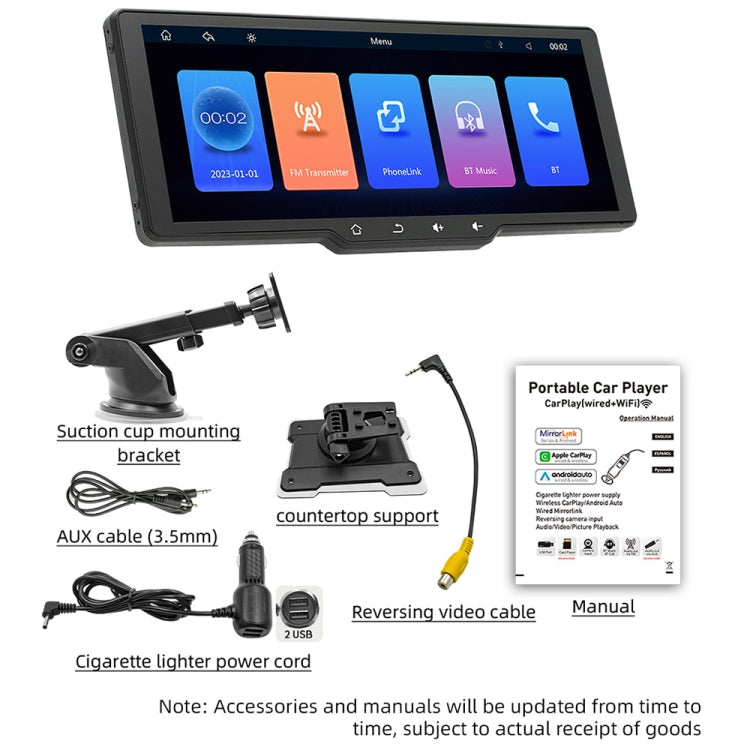 B5314 9.38 inch Portable Car MP5 Player Support CarPlay / Android Auto(Black) - Car MP3 & MP4 & MP5 by buy2fix | Online Shopping UK | buy2fix