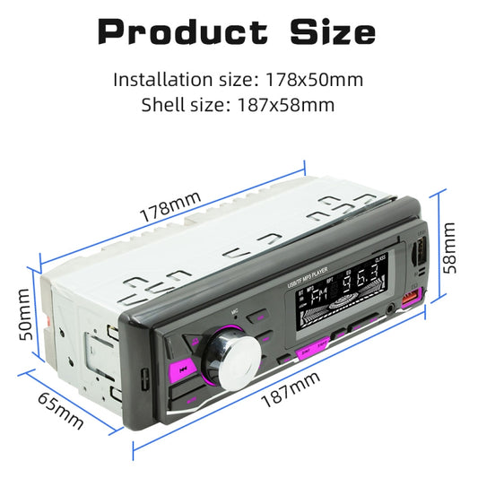 D3162 Car Colorful Lights MP3 Player Supports Voice Assistant / FM(Black) by buy2fix