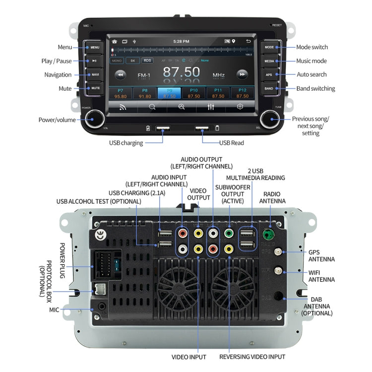 S9070 For Volkswagen 7 inch Portable Car MP5 Player Support CarPlay / Android Auto, Specification:1GB+32GB(Black) - Car MP3 & MP4 & MP5 by buy2fix | Online Shopping UK | buy2fix