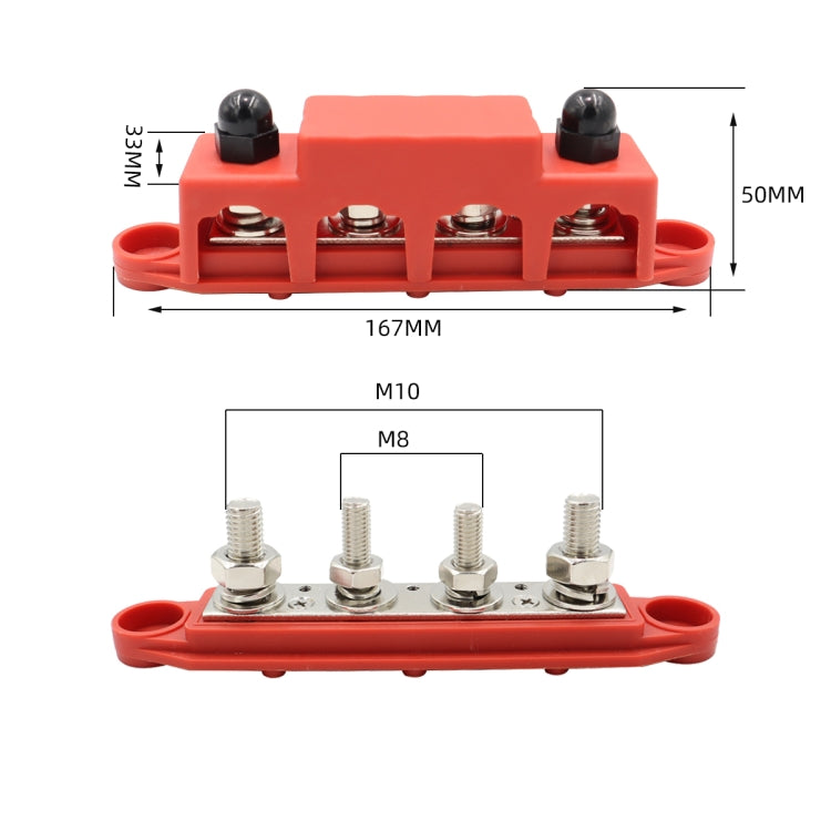 CP-4018 M10+M8 Power Distribution Block Terminal Studs Set with Terminals(Black + Red) - Booster Cable & Clip by buy2fix | Online Shopping UK | buy2fix