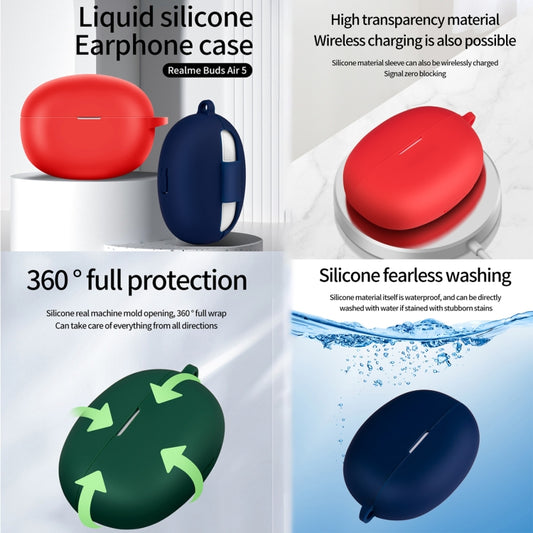 For Realme Buds Air 5 Wireless Earphone Shockproof Silicone Case with Hook(Red) by buy2fix
