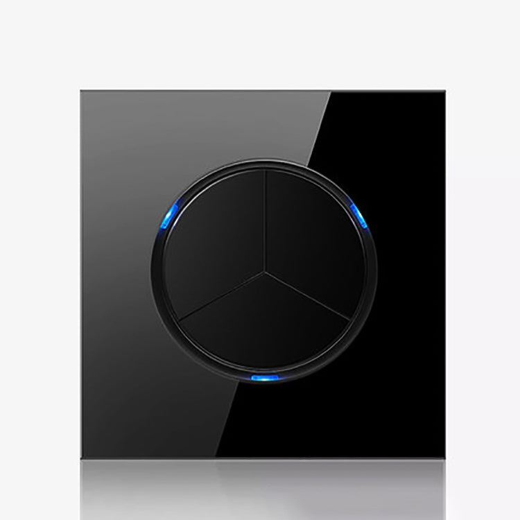 86mm Round LED Tempered Glass Switch Panel, Black Round Glass, Style:Three Billing Control - by buy2fix | Online Shopping UK | buy2fix