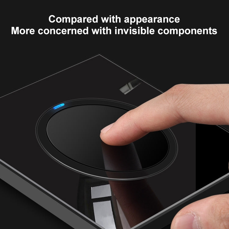 86mm Round LED Tempered Glass Switch Panel, Black Round Glass, Style:Three Billing Control - by buy2fix | Online Shopping UK | buy2fix