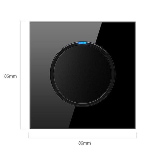 86mm Round LED Tempered Glass Switch Panel, Black Round Glass, Style:Three Open Dual Control by buy2fix
