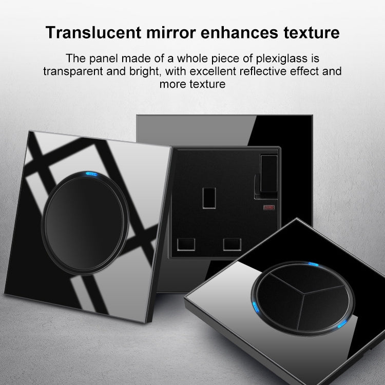 86mm Round LED Tempered Glass Switch Panel, Black Round Glass, Style:Telephone-Computer Socket - by buy2fix | Online Shopping UK | buy2fix