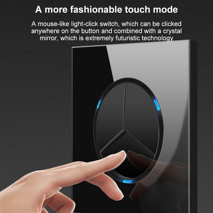 86mm Round LED Tempered Glass Switch Panel, Black Round Glass, Style:Dual Computer Socket - by buy2fix | Online Shopping UK | buy2fix