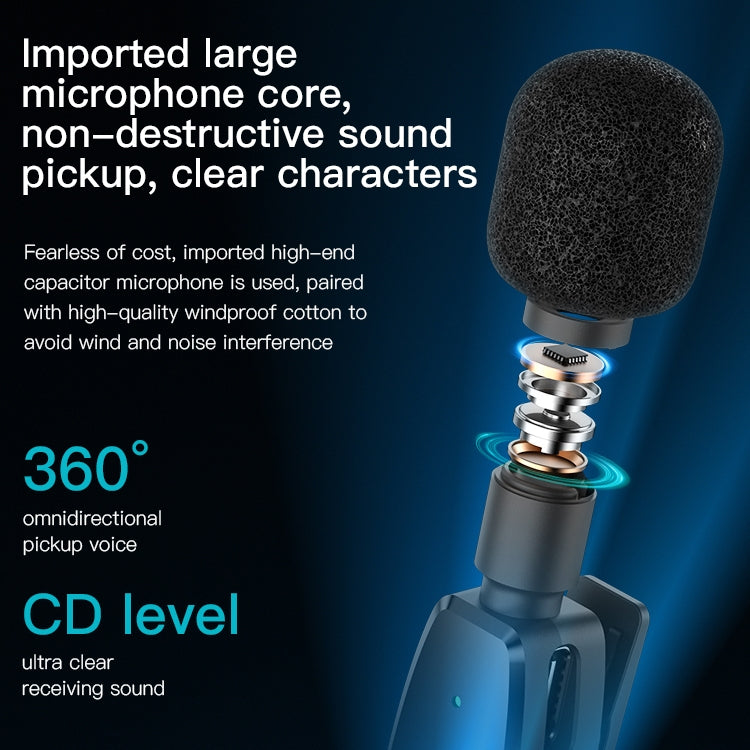 YESIDO KR11 Low-latency Wireless Lavalier Microphone with Type-C Receiver(Black) - Microphone by Yesido | Online Shopping UK | buy2fix