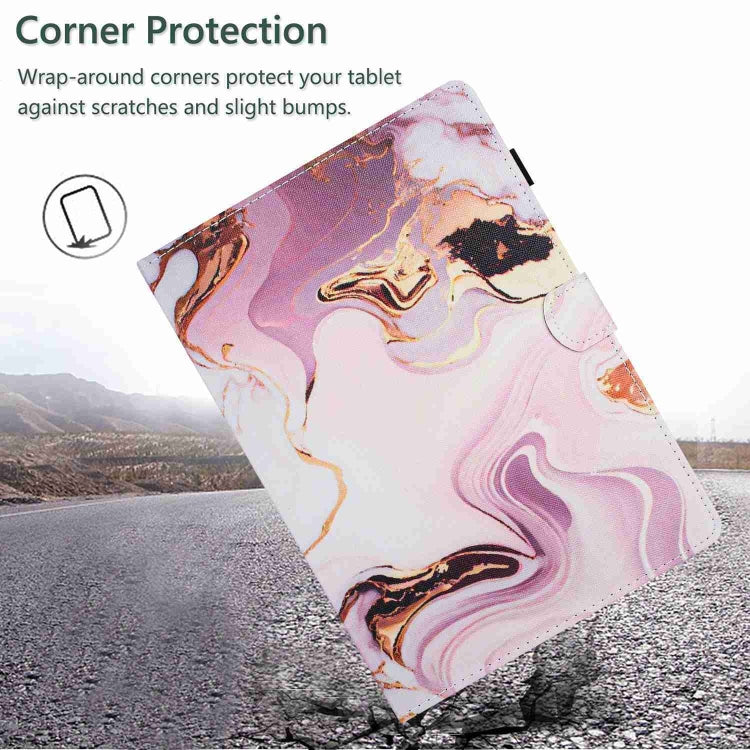 For iPad 9.7 2018 / 2017 Marble Pattern Stitching Smart Leather Tablet Case(Gold Pink) by buy2fix
