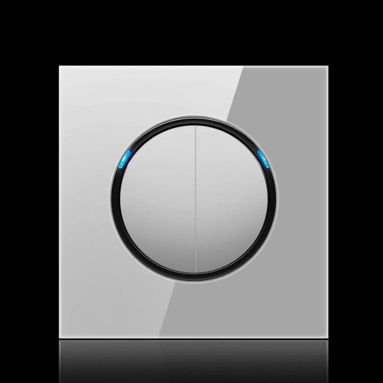 86mm Round LED Tempered Glass Switch Panel, Gray Round Glass, Style:Two Open Dual Control - by buy2fix | Online Shopping UK | buy2fix