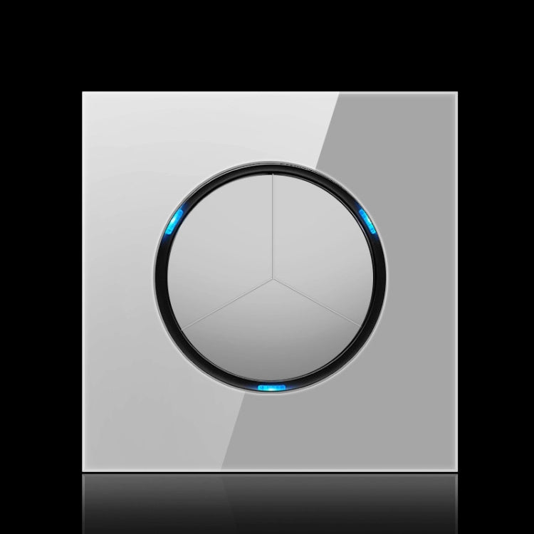 86mm Round LED Tempered Glass Switch Panel, Gray Round Glass, Style:Three Open Dual Control - by buy2fix | Online Shopping UK | buy2fix