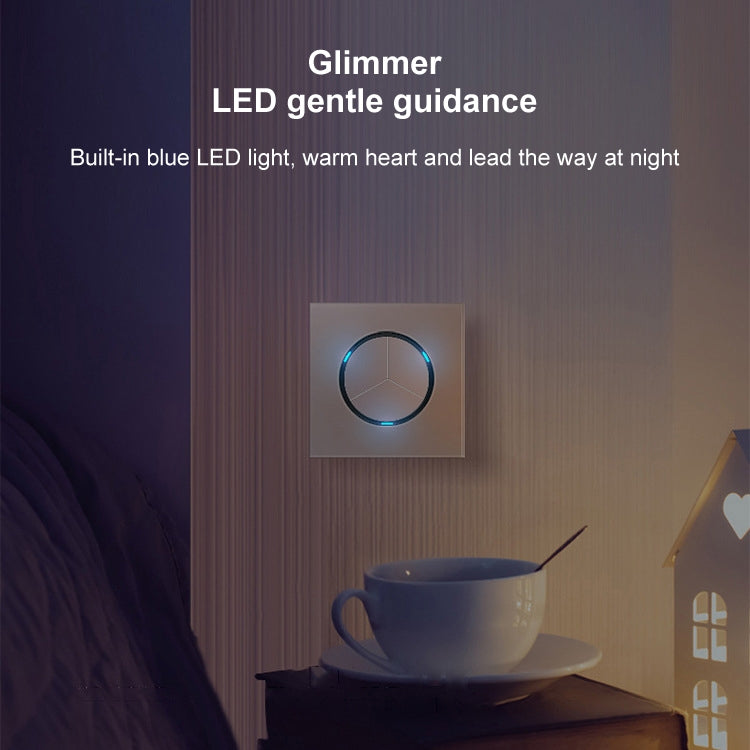 86mm Round LED Tempered Glass Switch Panel, Gray Round Glass, Style:One Open Multiple Control - by buy2fix | Online Shopping UK | buy2fix