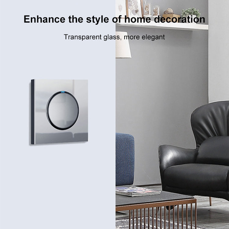 86mm Round LED Tempered Glass Switch Panel, Gray Round Glass, Style:One Open Multiple Control - by buy2fix | Online Shopping UK | buy2fix
