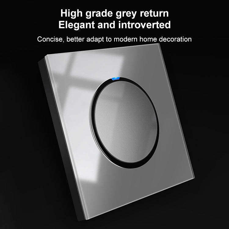 86mm Round LED Tempered Glass Switch Panel, Gray Round Glass, Style:One Open Multiple Control - by buy2fix | Online Shopping UK | buy2fix