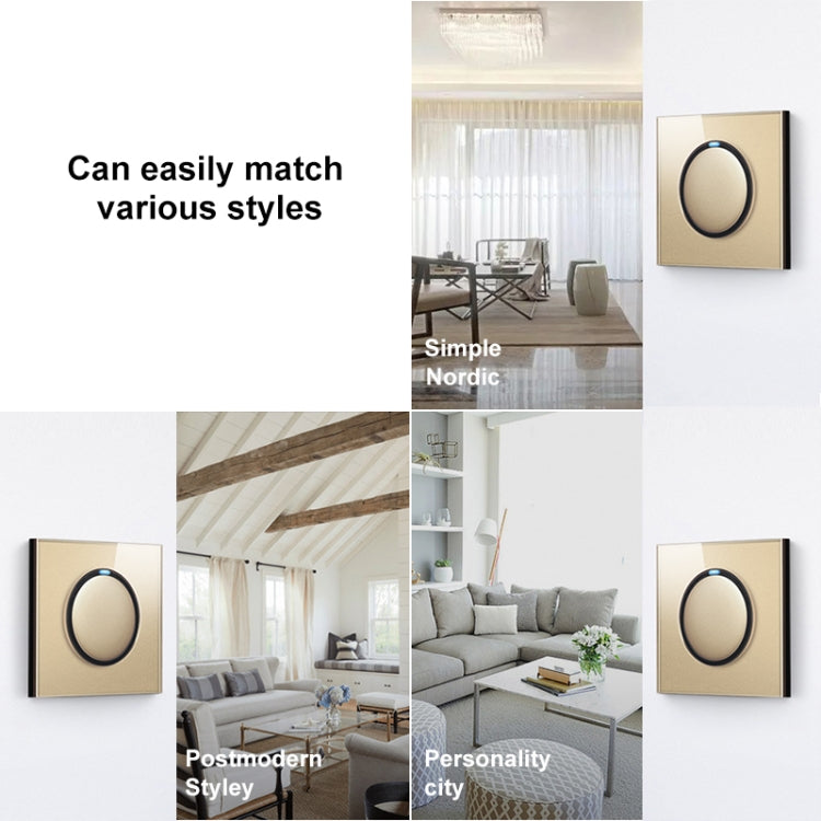 86mm Round LED Tempered Glass Switch Panel, Gold Round Glass, Style:One Open Dual Control - by buy2fix | Online Shopping UK | buy2fix