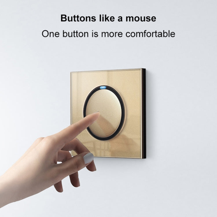 86mm Round LED Tempered Glass Switch Panel, Gold Round Glass, Style:One Open Dual Control - by buy2fix | Online Shopping UK | buy2fix