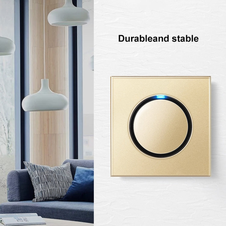 86mm Round LED Tempered Glass Switch Panel, Gold Round Glass, Style:One Open Dual Control - by buy2fix | Online Shopping UK | buy2fix
