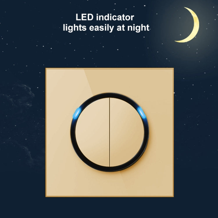 86mm Round LED Tempered Glass Switch Panel, Gold Round Glass, Style:Three Billing Control - by buy2fix | Online Shopping UK | buy2fix