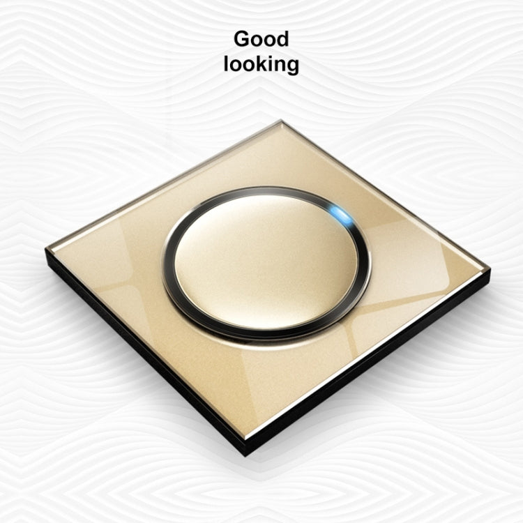 86mm Round LED Tempered Glass Switch Panel, Gold Round Glass, Style:Four Open Dual Control - by buy2fix | Online Shopping UK | buy2fix