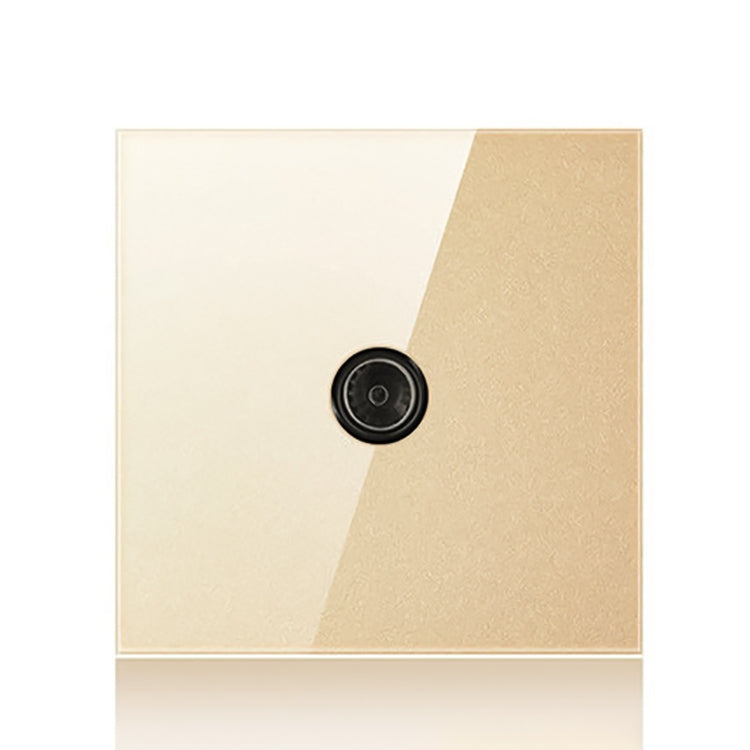 86mm Round LED Tempered Glass Switch Panel, Gold Round Glass, Style:TV Socket - by buy2fix | Online Shopping UK | buy2fix